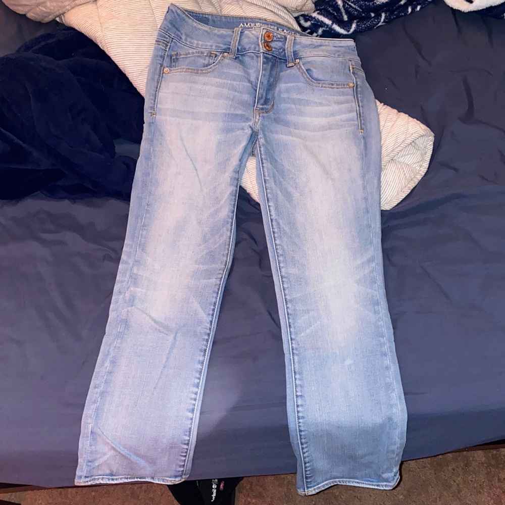 American Eagle artist crop super stretch straight flare jeans